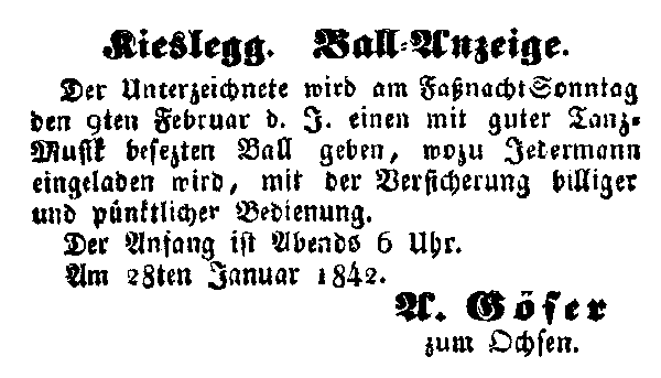 Ballanzeige 1842