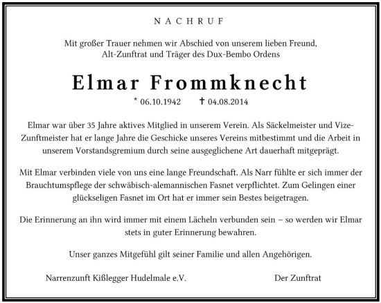 Nachruf Frommknecht